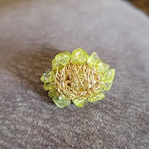 3/$30 Handmade Neon Glass Beaded Wire Wrap Adjustable Grunge Ring - Picture 2 of 5